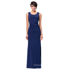 Kate Kasin Women's Sleeveless High Stretch Pleated Sexy Summer Blue Side Split Maxi Dress KK000225-2